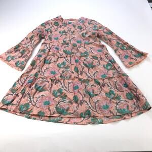Lola Australia XS A-Line Tiered Above Knee Dress Pink Floral Bell Sleeve